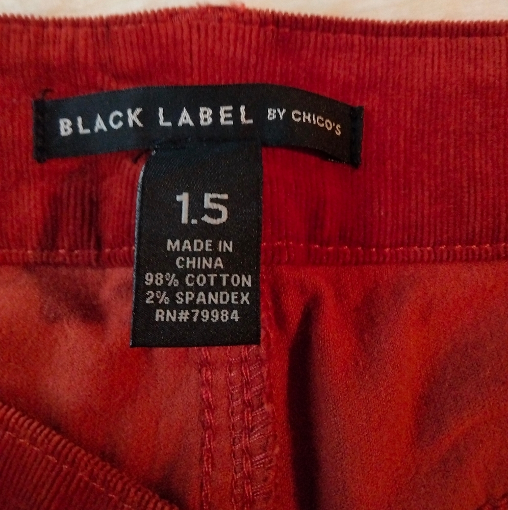 Black Label by Chico's Corduroy Pants - Picture 2 of 6